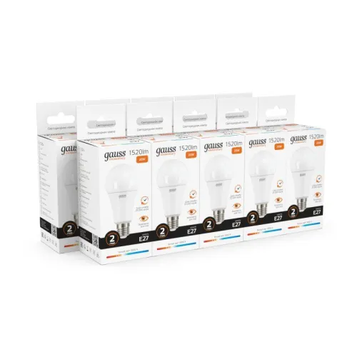 Лампа светодиодная Elementary 20Вт A60 грушевидная 3000К тепл. бел. E27 1520лм GAUSS 23219 фото 3