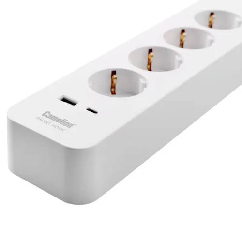 Фильтр сетевой умный Smart Home SZD/SH/4х1.5/WIFI 4гн.1.5м 16А 4000В USB+Type-С WiFi+Счетчик Camelion 14800 фото 10