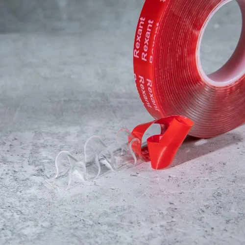 Лента клейкая двухсторонняя прозрачная на VHB акриловой основе 12ммх5м Rexant 09-6058 фото 7
