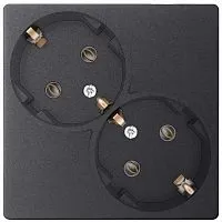 Розетка 2-м СП Simon 24 16А IP20 2х2P+E Schuko без защ. шторок механизм графит Simon 2450459-038