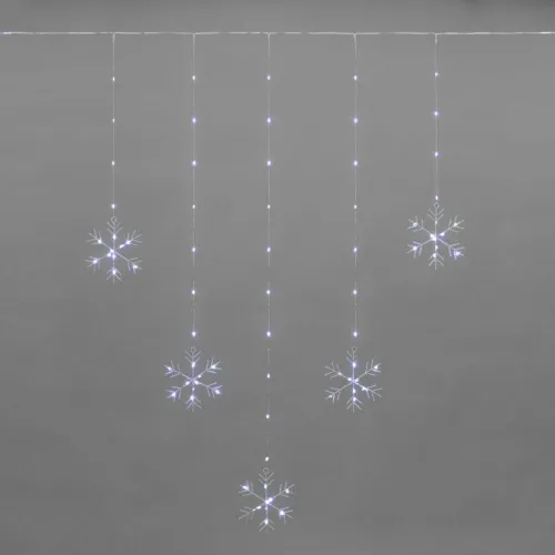 Гирлянда светодиодный занавес из росы с фигурами снежинок IP20 USB + пульт управления бел. Neon-Night 315-845 фото 7