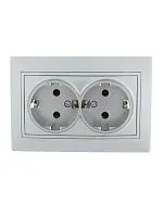 Розетка 2-м СП Mira 16А IP20 с заземл. со вставкой керамика сер. метал. LEZARD 701-1010-127