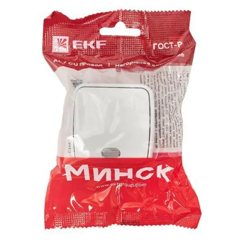 Выключатель 1-кл. ОП Минск 10А IP20 с индикатором бел. Basic EKF EGV10-121-10 фото 3