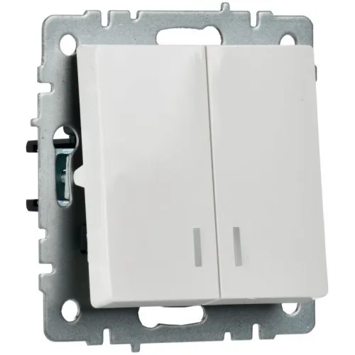 Выключатель 2-кл. СП BRITE ВС10-2-1-БрБ 10А с индик. механизм бел. IEK BR-V20-1-10-K01 фото 5