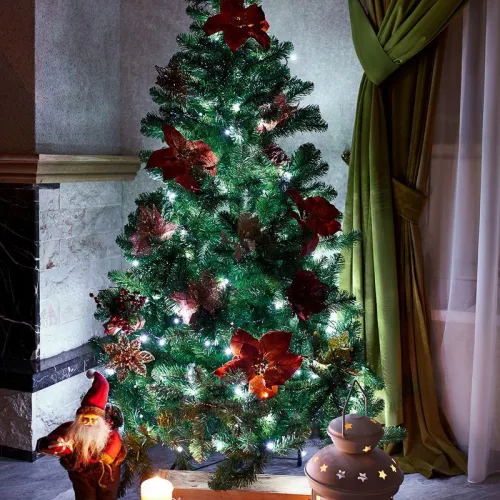 Гирлянда светодиодная "Твинкл Лайт" 20м 160LED бел. 8Вт 230В IP20 с контроллером 8 режимов провод ПВХ темн. зел. Neon-Night 303-115 фото 3