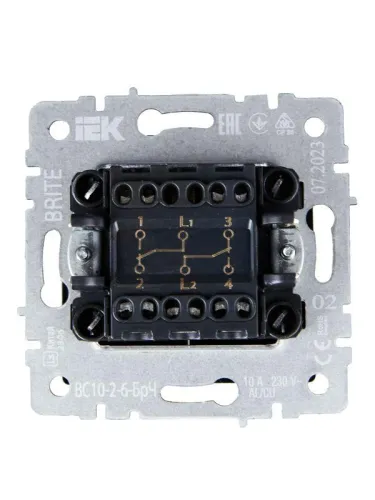 Выключатель проходной 2-кл. СП BRITE ВС10-2-6-БрЧ 10А механизм черн. IEK BR-V22-0-10-K02 фото 5