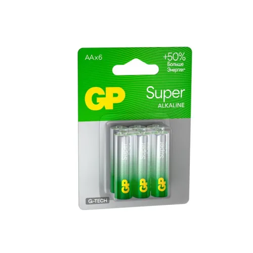 Элемент питания алкалиновый AA/LR6 1.5В Super Alkaline G-Tech 15AA21-2CRSBC6 36/720 (блист.6шт) GP 1228 фото 2