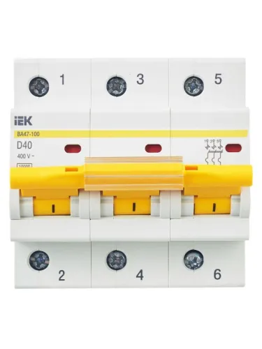 Выключатель автоматический модульный 3п D 40А 10кА ВА47-100 KARAT IEK MVA40-3-040-D фото 2