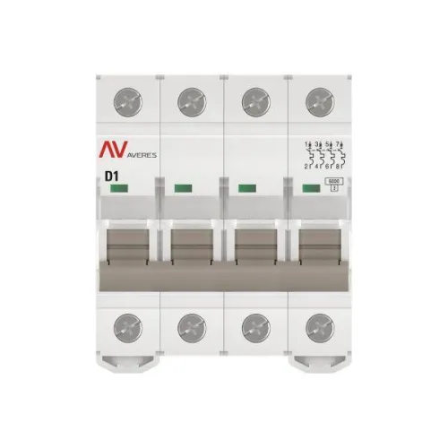 Выключатель автоматический модульный 4п D 1А 6кА AV-6 AVERES EKF mcb6-4-01D-av фото 3