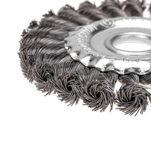 Щетка дисковая для УШМ крученая стальная проволока 125мм отв. 22.23мм Kranz KR-91-1238 фото 3