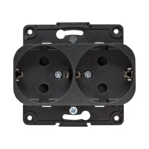 Розетка 2-м СП Стокгольм 16А с заземл. защ. шторки механизм черн. PROxima EKF EYR16-128-20 фото 2