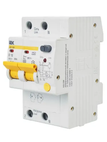Выключатель автоматический дифференциального тока 2п B 16А 30мА тип A 4.5кА АД-12М KARAT IEK MAD12-2-016-B-030 фото 10