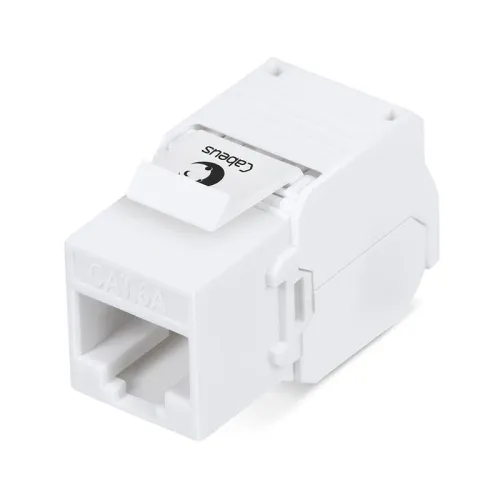 Вставка Keystone Jack RJ45 (8P8C) кат.6A KJ-RJ45-Cat.6A-180-Toolless 180град. без инструмента Toolless бел. Cabeus 7964c