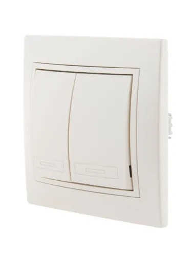 Выключатель 2-кл. СП Mira 10А IP20 со вставкой жемчуж./бел. перламутр. LEZARD 701-3030-101 фото 3