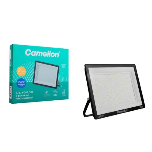 Прожектор светодиодный LFL-15003 C02 LED SMD 150Вт IP65 6500К 15000лм 230В 300х252х34 черн. Camelion 16329 фото 4