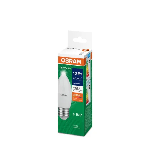 Лампа светодиодная LED G4 Value LVCLB100 12W/940 CRI95 12Вт 4000К 1200лм свеча матов. E27 170-250В OSRAM 4099854308789 фото 6