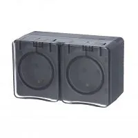 Розетка 2-м ОП AtlasDesign PROFI 16А IP54 заземл. защ. шторки антрацит SE ATN544026