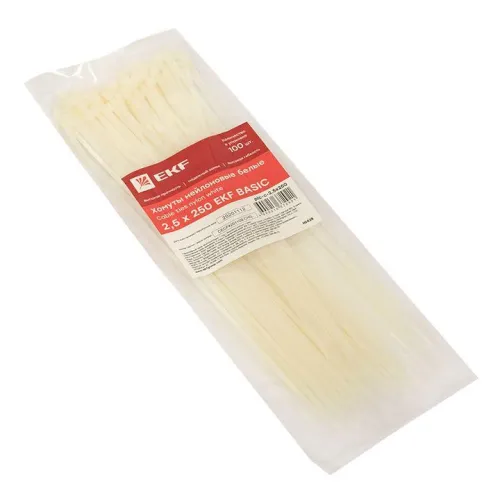 Хомут кабельный 2.5х250 нейл. (уп.100шт) Basic EKF plc-c-2.5x250 фото 2