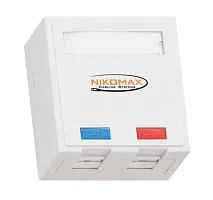 Розетка 2 порта кат.6 (класс E) 250МГц RJ45/8P8C FT-TOOL/110/KRONE T568A/B неэкран. со шторками бел. NIKOMAX NMC-WO2UE2-FT-ST-WT