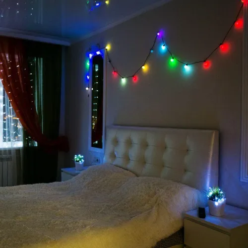 Гирлянда светодиодная "Шарики" 5м d18мм 30LED RGB 3.6Вт 220-240В IP20 провод ПВХ темн. зел. Neon-Night 303-549 фото 2