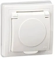 Розетка 1-м СП Кварта РСбш10-3-КБ-44 16А IP44 с заземл. защ. шторки с крышкой бел. GENERICA KV-R16-16-44-K01