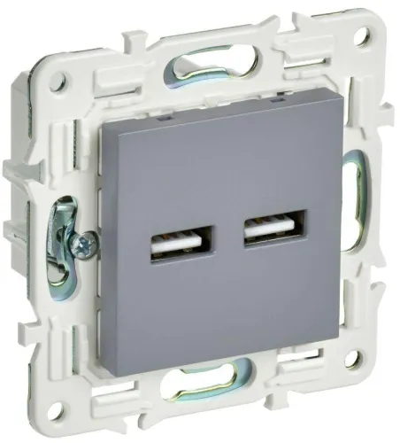 Розетка USB A+A 3.1А SKANDY SK-R15Gr сер. IEK SK-U21-D31-K03