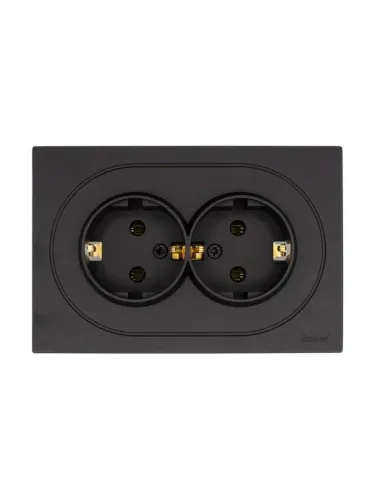 Розетка 2-м СП OSEN с заземл. ПБТ механизм черн. бархат LEZARD 743-4200-127B