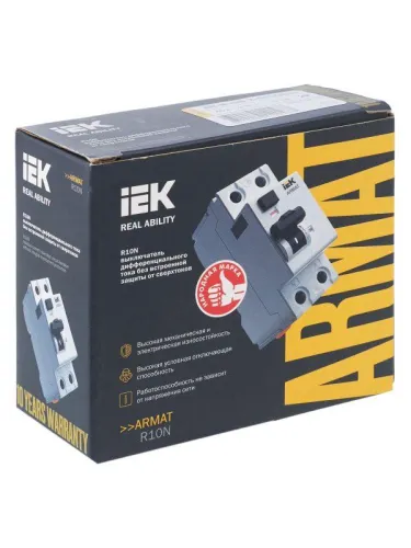 Выключатель дифференциального тока (УЗО) 2п 40А 30мА тип AC ВДТ R10N ARMAT IEK AR-R10N-2-040C030 фото 11