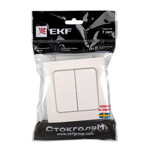 Выключатель 2-кл. Стокгольм 10А бел. PROxima EKF EXV10-023-10 фото 6