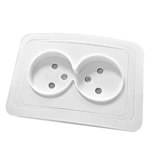 Розетка 2-м СП Валери 16А IP20 без заземл. защ. шторки бел. UNIVersal В0102x фото 3