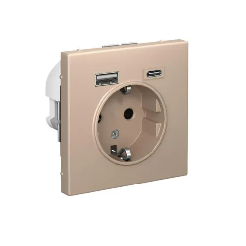 Розетка ArtGallery 16А с 2-мя заряд. устройствами USB A+C 5В/2.4А/3А 2х5В/1.5А механизм песочн. SE GAL001232 фото 2
