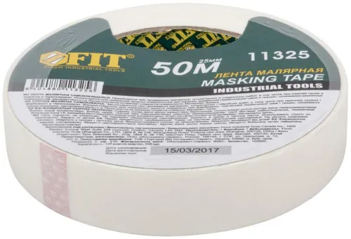 Лента малярная креппированная клейкая 25ммх50м FIT 11325 фото 3