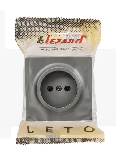 Розетка 1-мест. без заземл. LETO ПБТ платина LEZARD 752-3500-121B фото 2