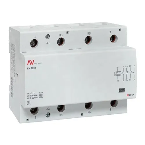 Контактор модульный КМ 100А 2NO+2NC 230В AC (6 мод.) AVERES EKF km-av-6-100-22-230V
