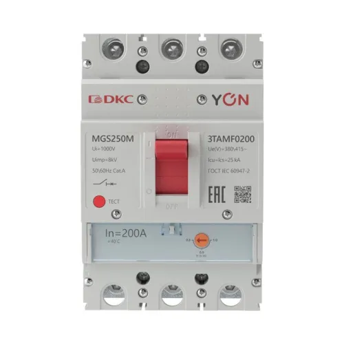 Выключатель автоматический MGS250 3P 160-200A 25kA YON MGS250M-3TAMF0200 фото 2