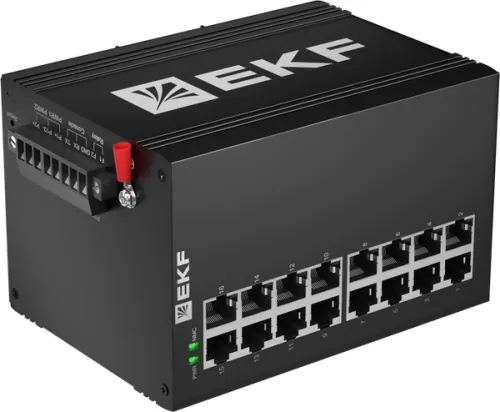 Коммутатор управляемый промышленный уровня L2 ML2-16GTP 16 портов 10/100/1000Base-T(X) RJ45 c PoE монтаж на DIN-рейку TSX EKF TSX-ML2-16GTP фото 3
