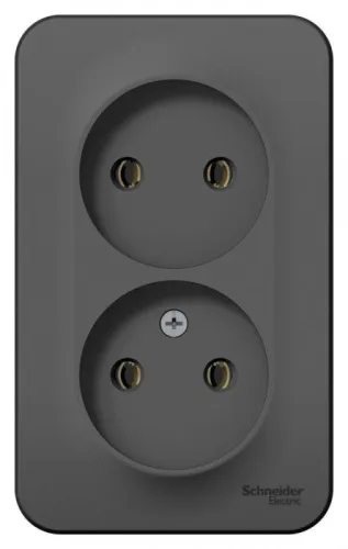 Розетка 2-м ОП Blanca 16А IP20 250В без заземл. без защ. шторок с изолир. пластиной антрацит SE BLNRA000216 фото 2