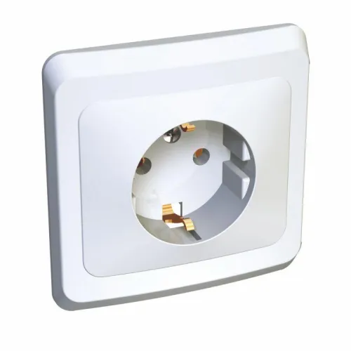 Розетка 1-м СП Этюд 16А IP20 250В с заземл. без защ. шторок бел. SE PC16-003B фото 3