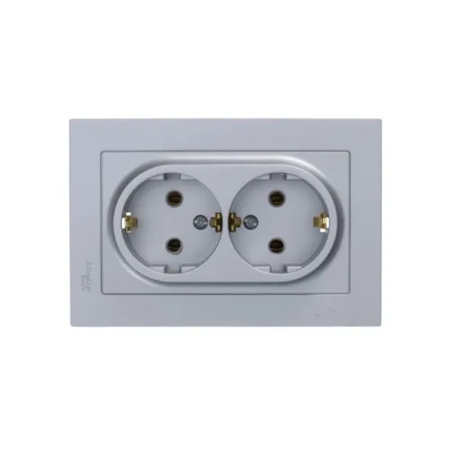 Розетка 2-м СП AtlasDesign 16А IP20 с заземл. в сборе алюм. SE ATN000324 фото 4