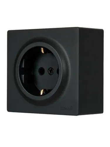 Розетка 1-м ОП LETO с заземл. ПБТ черн. бархат LEZARD 752-4200-122B фото 2
