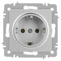 Розетка 1-м СП Accent 6-202-03 16А IP20 250В 2P+E Schuko алюм. Intro Б0063686