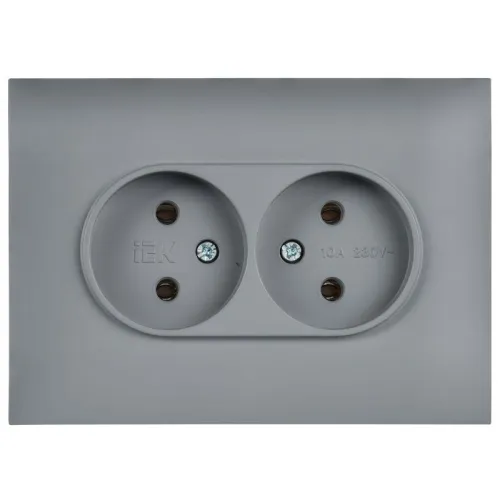 Розетка 2-м SKANDY 10А без заземл. без защ. шторок в сборе SK-R10Gr сер. IEK SK-R20-10-K03-F фото 2