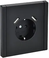 Розетка FORTE&PIANO FP145 16А USB A+A 3.1А с заземл. защ. шторки винт. крепл. черн. IEK FP-R14-16-U21-D31-K02