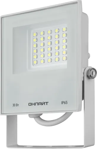 Прожектор светодиодный 90 135 OFL-30-6K-WH-IP65-LED 30Вт 6000К IP65 2400лм бел. ОНЛАЙТ 90135