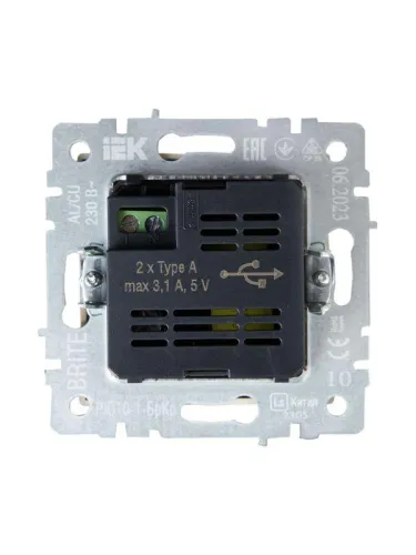 Розетка BRITE USB A+A 3.1А РЮ10-1-БрКр механизм беж. IEK BR-U21-D31-K10 фото 3