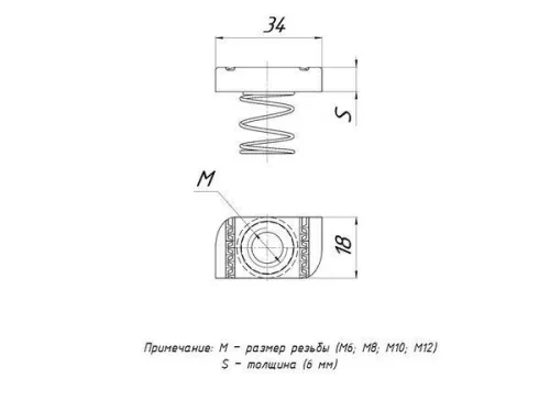 Гайка STRUT (канальная) М10 с короткой пружиной EKF stgkpM10 фото 2