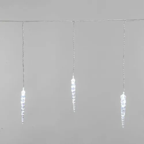 Гирлянда светодиодная "Айсикл" (бахрома) "Сосульки" 1.5х0.25м 10LED бел. 0.51Вт IP20 провод прозр. Neon-Night 303-068 фото 4