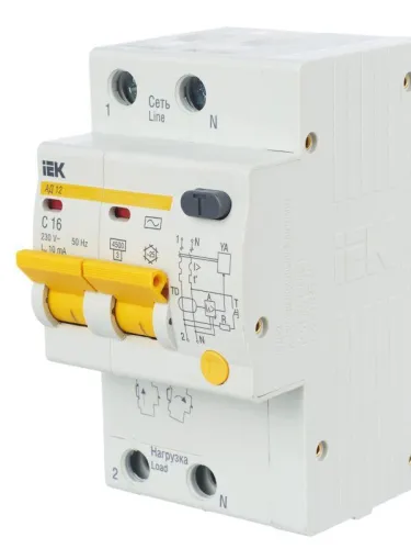 Выключатель автоматический дифференциального тока 2п C 16А 10мА тип AC 4.5кА АД-12 KARAT IEK MAD10-2-016-C-010 фото 10