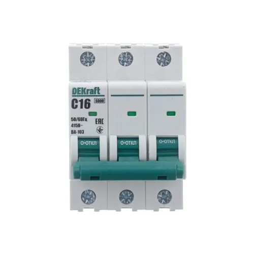 Выключатель автоматический модульный 3п C 16А 6кА ВА-103 DEKraft 12305DEK фото 2