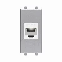 Розетка компьютерная 1мод. Avanti "Закаленная сталь" RJ45 кат.6 без шторок модульная механизм DKC 4404691
